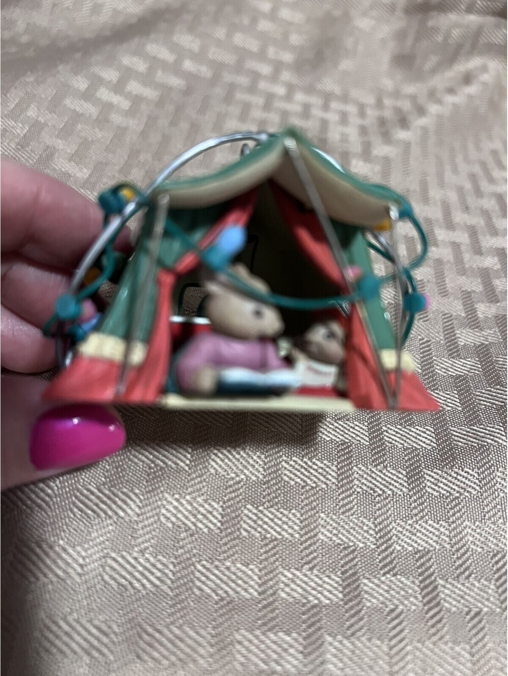 1992 Enesco Campin’ Companions Mice Tent Christmas Ornament Dearest Dad Rare